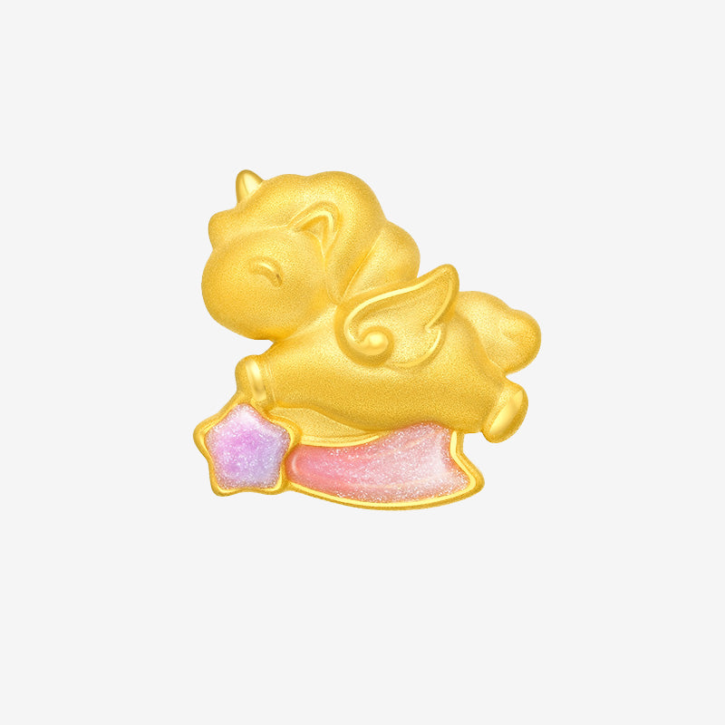 24k Gold Luminous Enamel Sweetheart Unicorn Charm