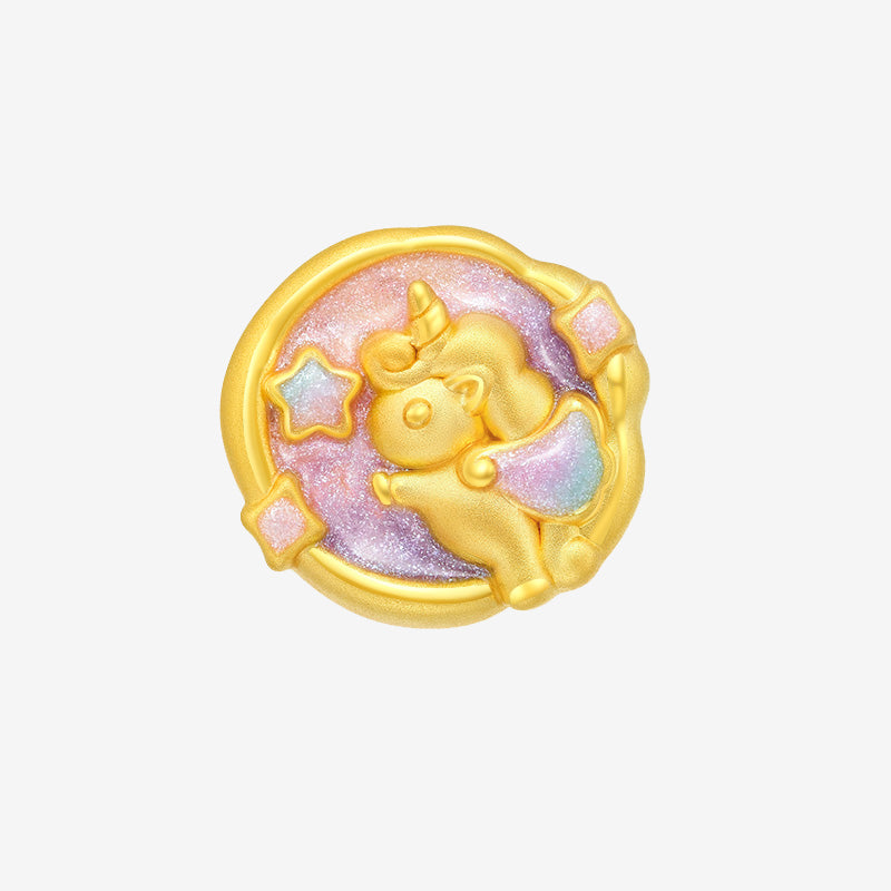 24k Gold Luminous Enamel Sweetheart Unicorn Charm