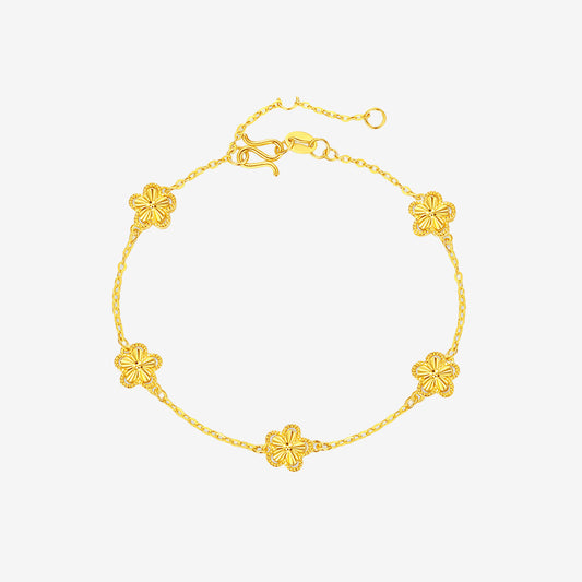 24K Gold Hollowed Peach Blossom Bracelet