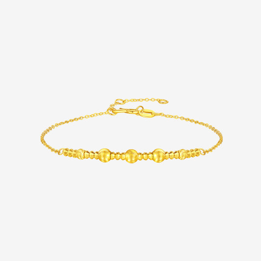 24K Shiny Cat's Eye Gold Bead Bracelet