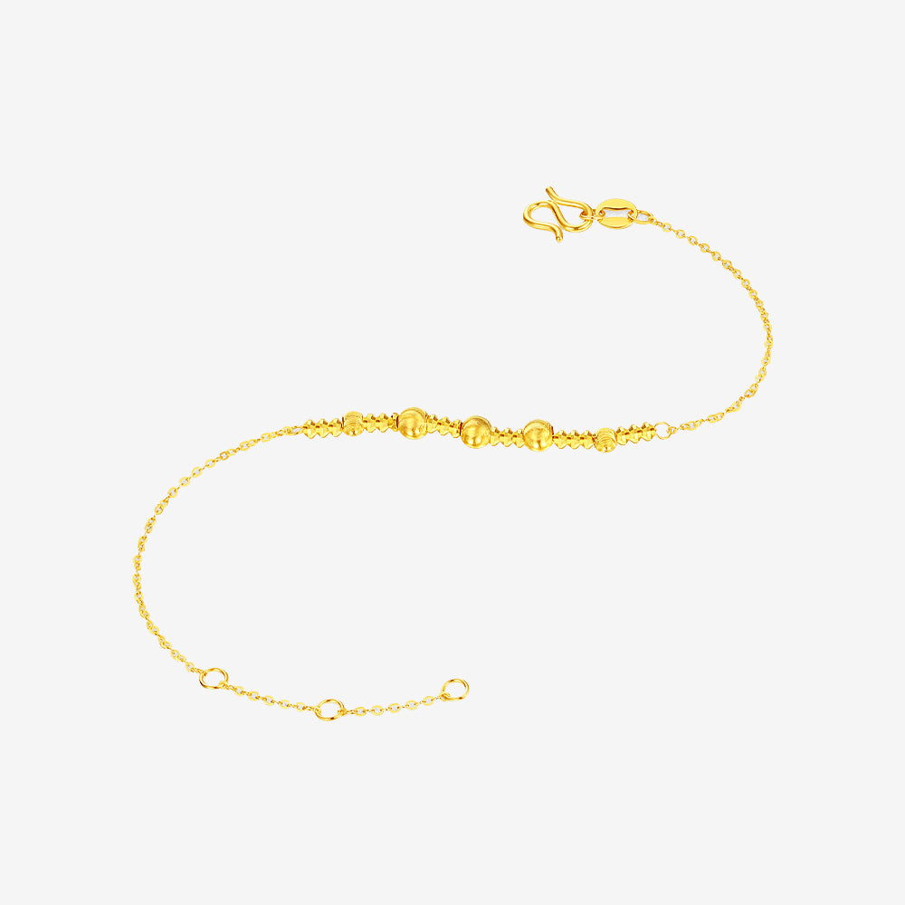 24K Shiny Cat's Eye Gold Bead Bracelet