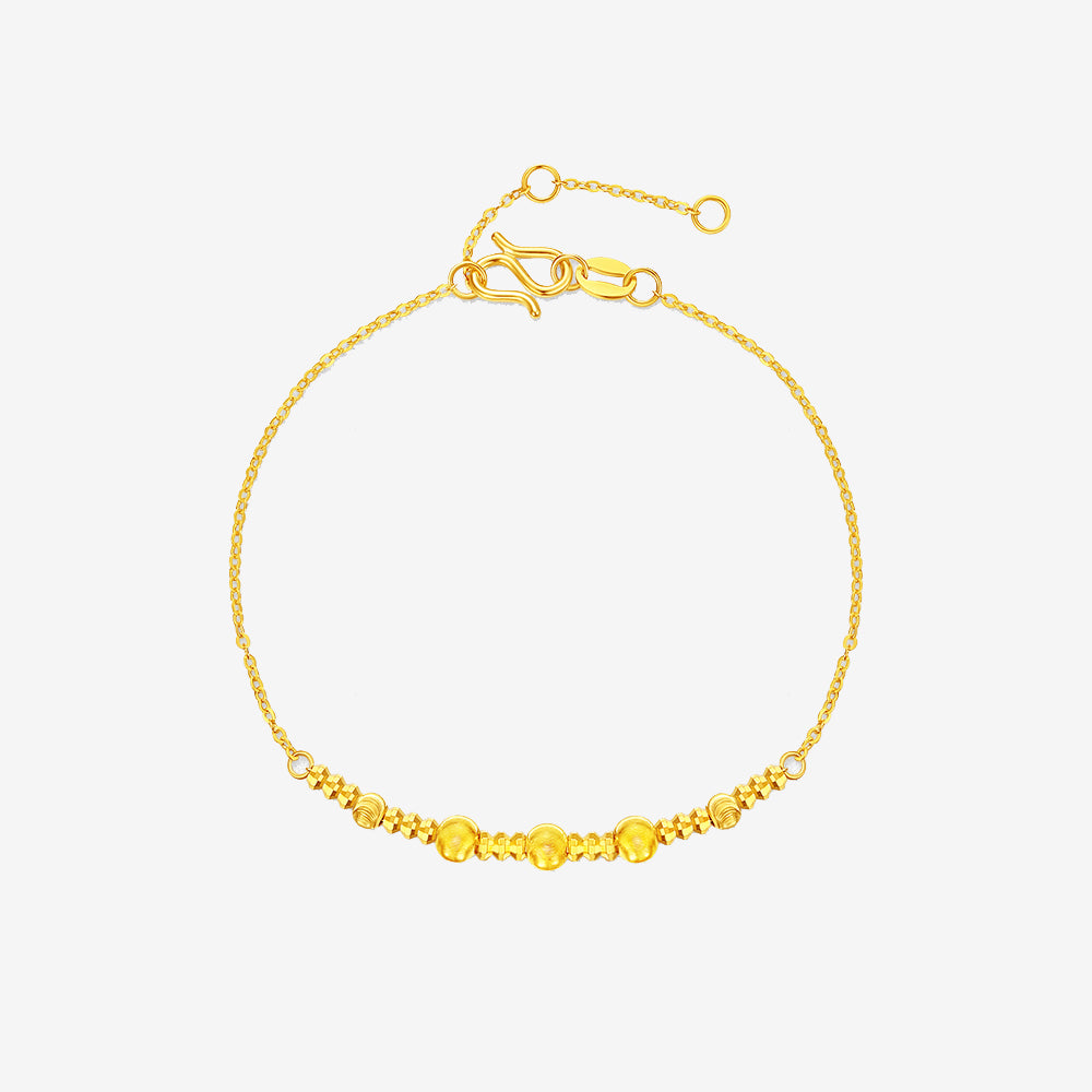 24K Shiny Cat's Eye Gold Bead Bracelet