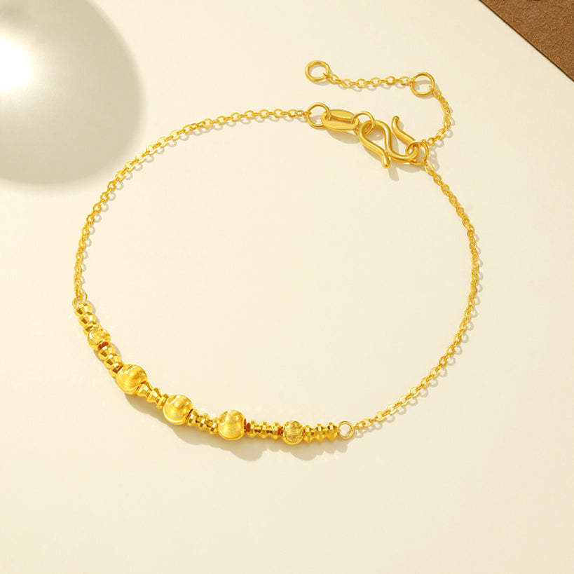 24K Shiny Cat's Eye Gold Bead Bracelet