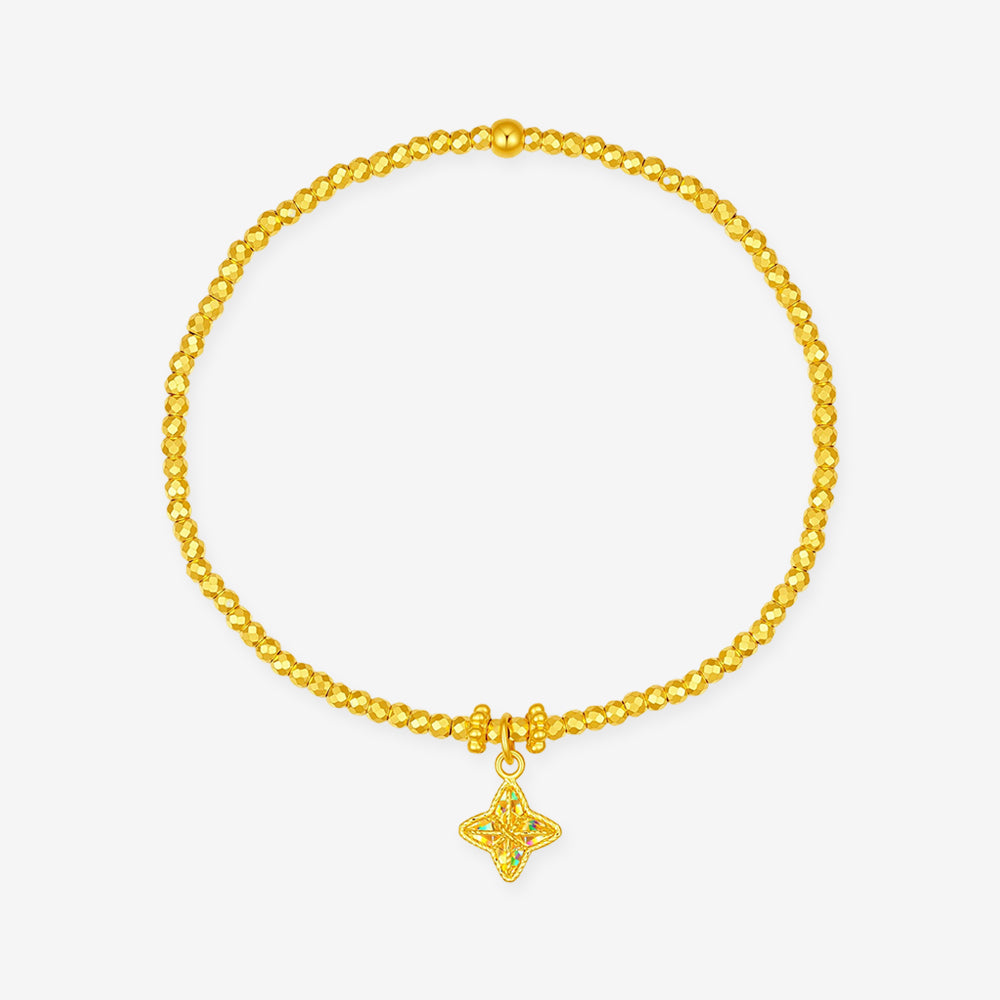 [Pre-sale] Dazzling Gold Series 24K Gold Clover Disco Ball Beaded Bracelet