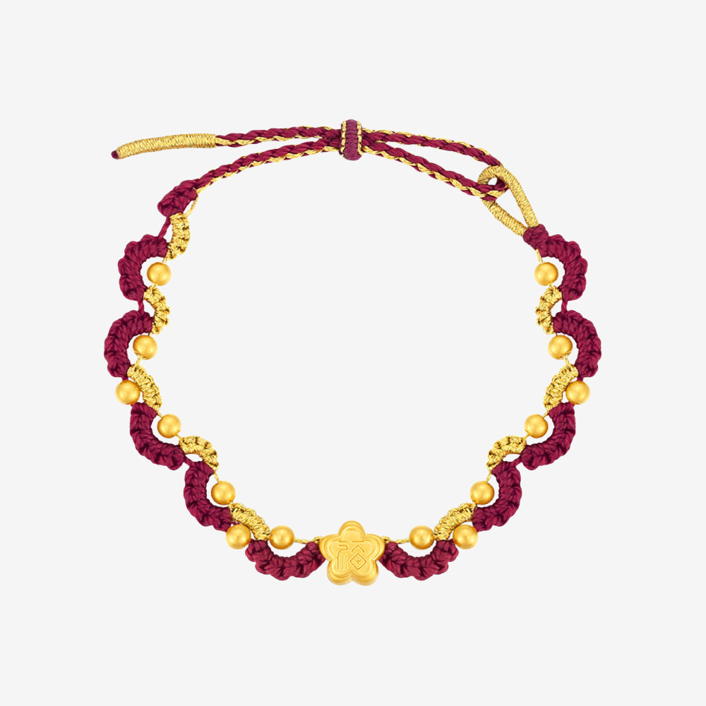 24K Gold Lucky Star Blessing Braided Bracelet