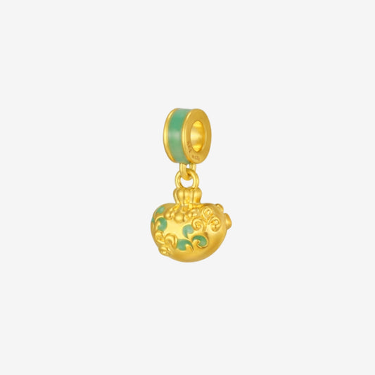 24K Gold Chinese Traditional Pattern Money Bag Charm