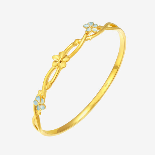 Blazing Van Gogh Series 24K Gold Almond Blossom Branch Bangle