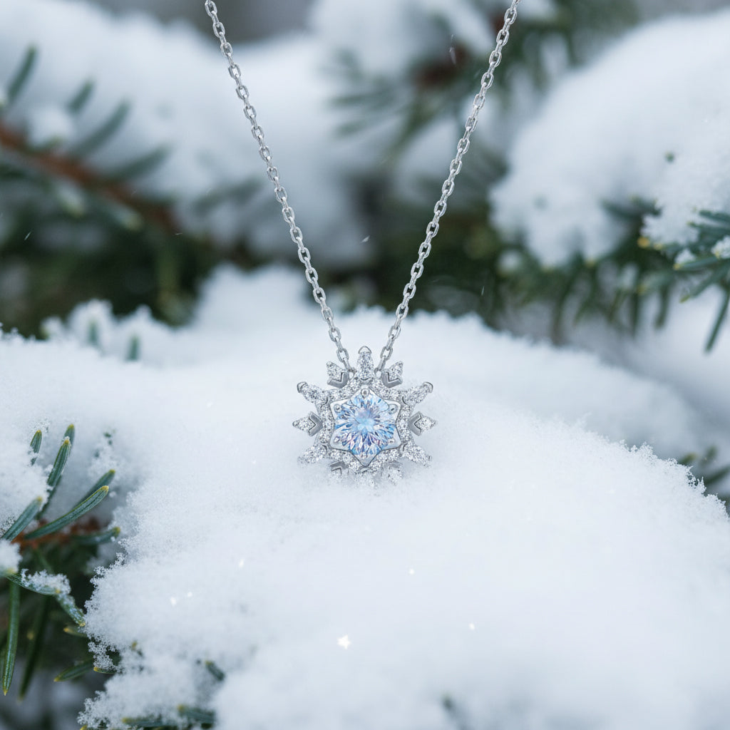 [Pre-sale] Silver Zircon Deformable Snowflake Necklace