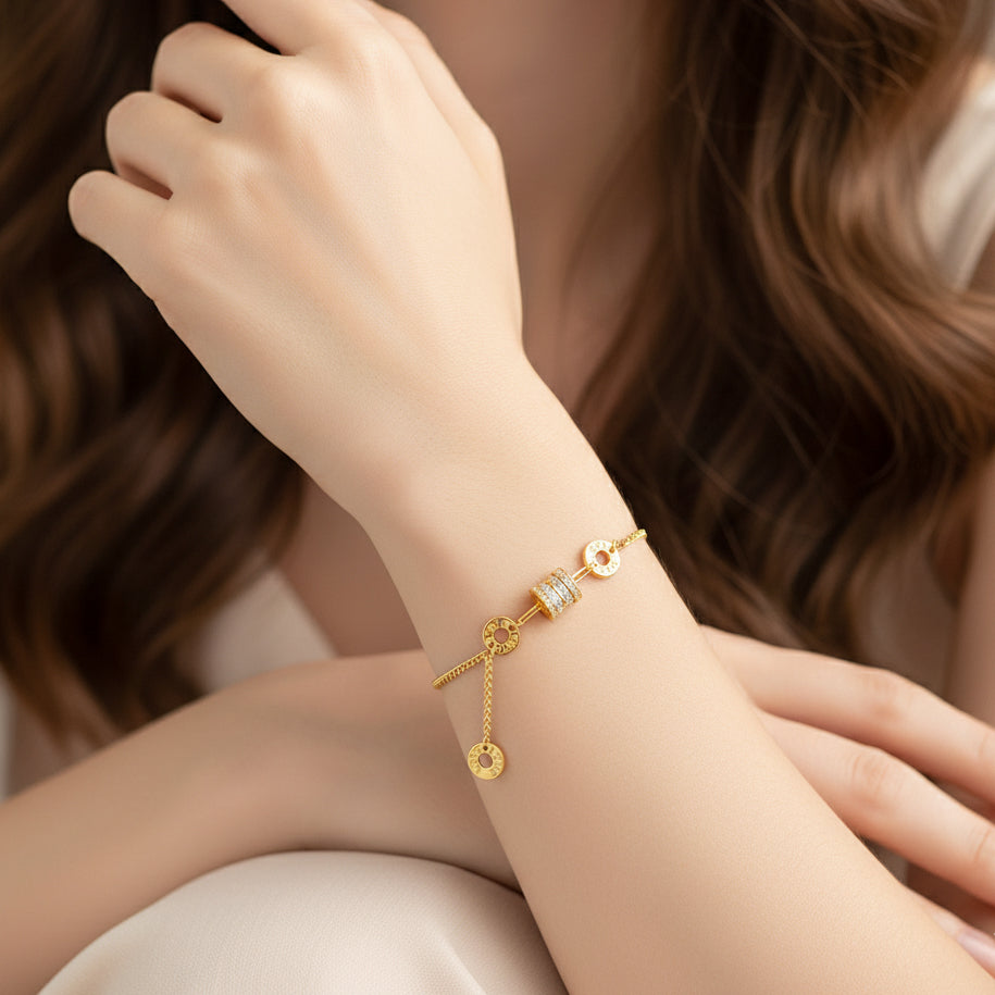 Silver Zircon Small Waist Barrel Bracelet