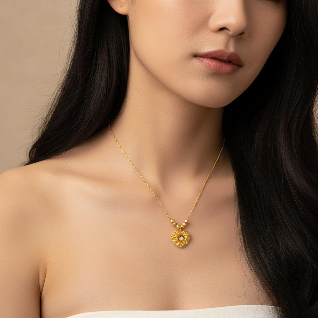 Silver Hollow Brushed Heart Necklace