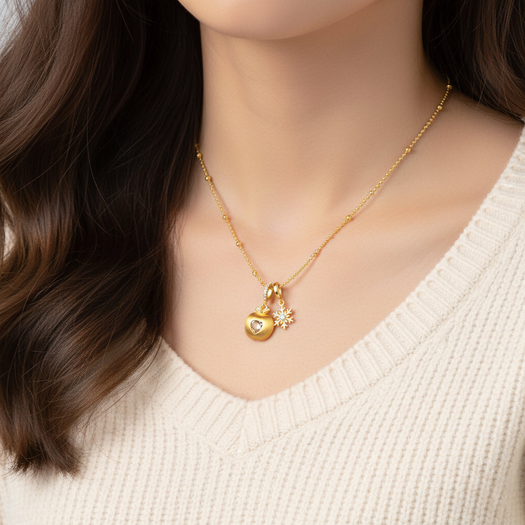 [Pre-sale] Silver Zircon Wish Snowflake Apple Necklace