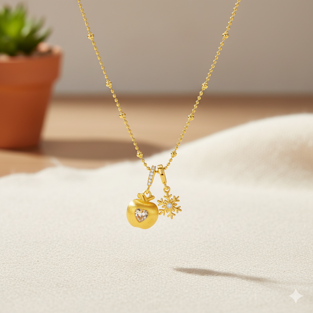 [Pre-sale] Silver Zircon Wish Snowflake Apple Necklace