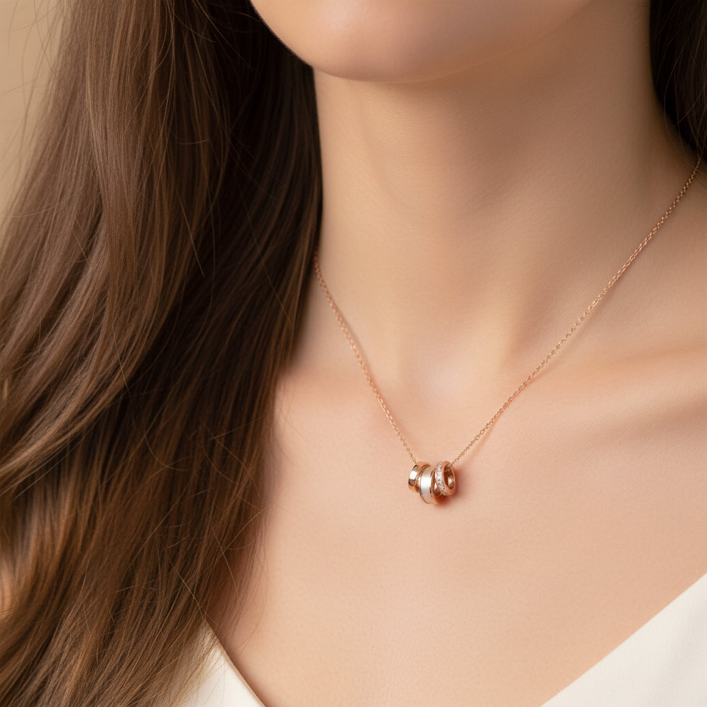 [Pre-sale] Silver Zircon Shell Rose Gold Small Waist Necklace