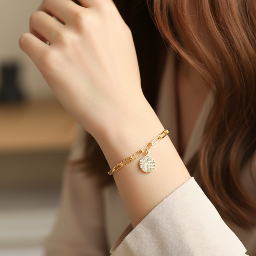 Silver Happiness Fu Tag Bracelet