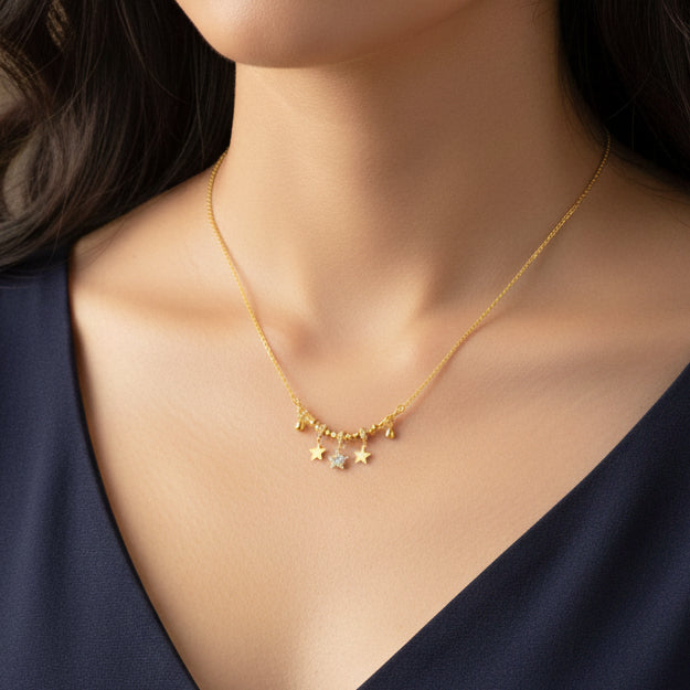 Silver Zircon Wishing Star Necklace