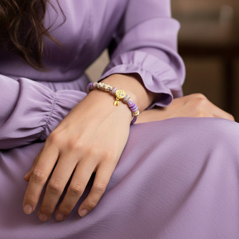 Monet Garden Series 24K Gold Peach Blossom Dreamcatcher Charm