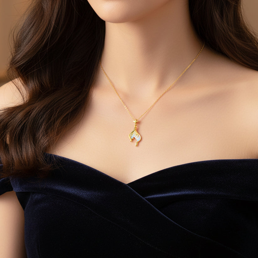 24K Gold Enamel Luminous Mermaid Tail Pendant
