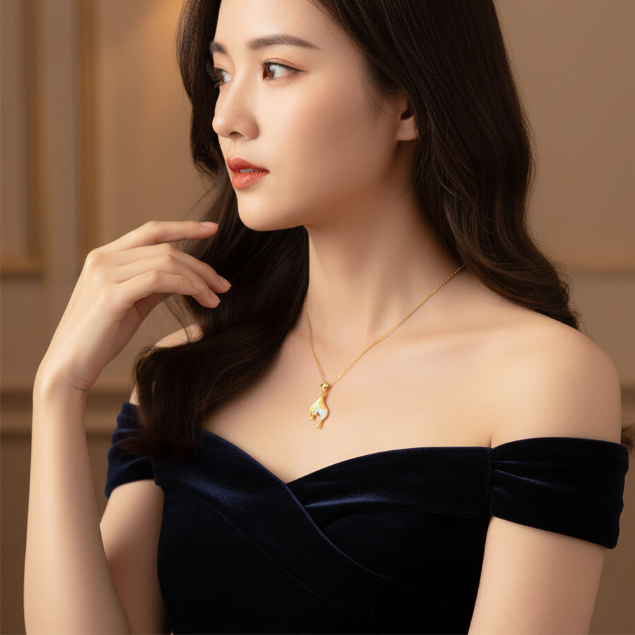 24K Gold Enamel Luminous Mermaid Tail Pendant