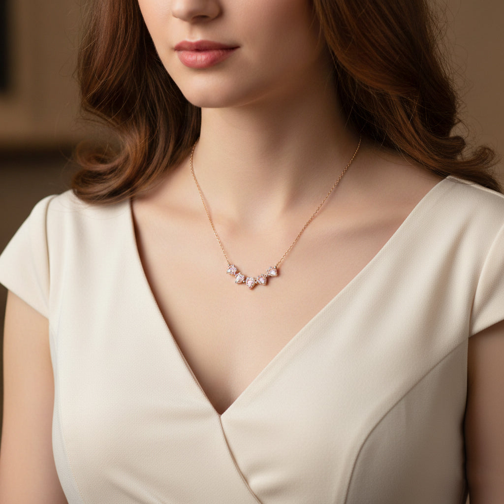 Silver Transformable Peach Blossom Heart Necklace