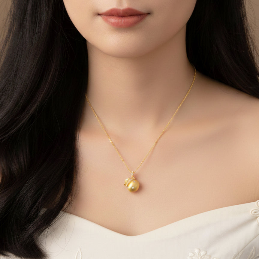 Silver Zircon Lucky Money Bag Necklace