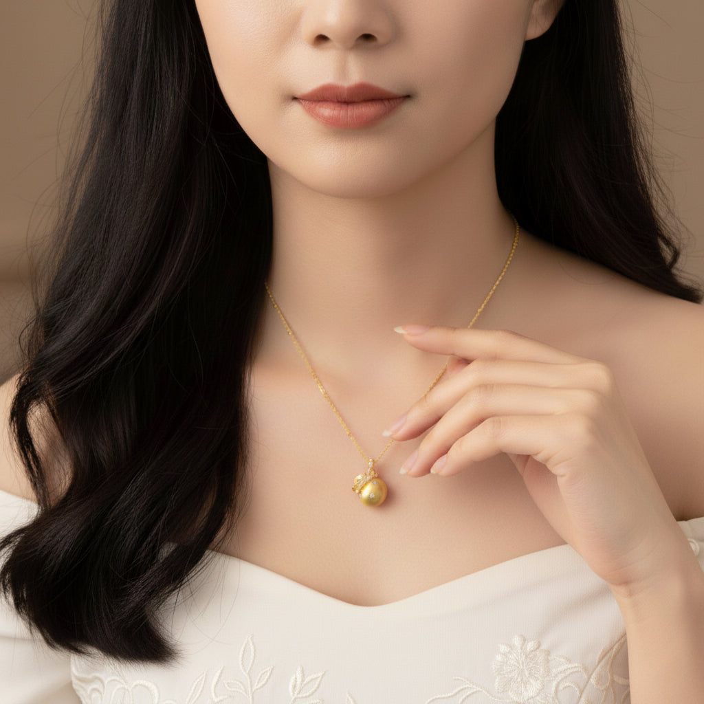 Silver Zircon Lucky Money Bag Necklace