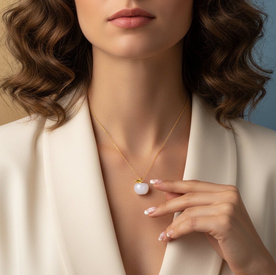 [Pre-sale] Silver Hetian Jade Apple Necklace