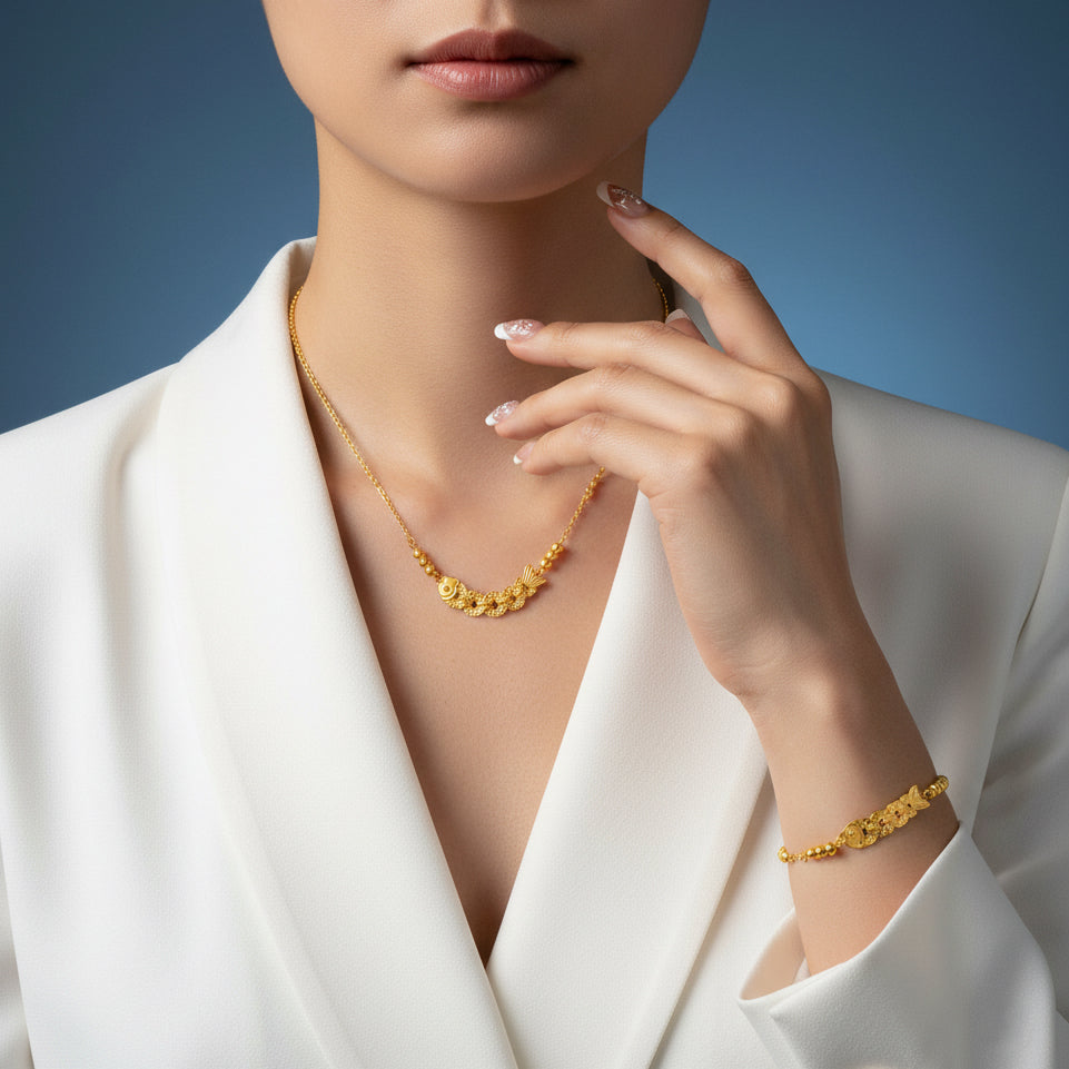 Silver Five Emperors Coins Koi Goldfish Jewelry Set - Bracelet Necklace