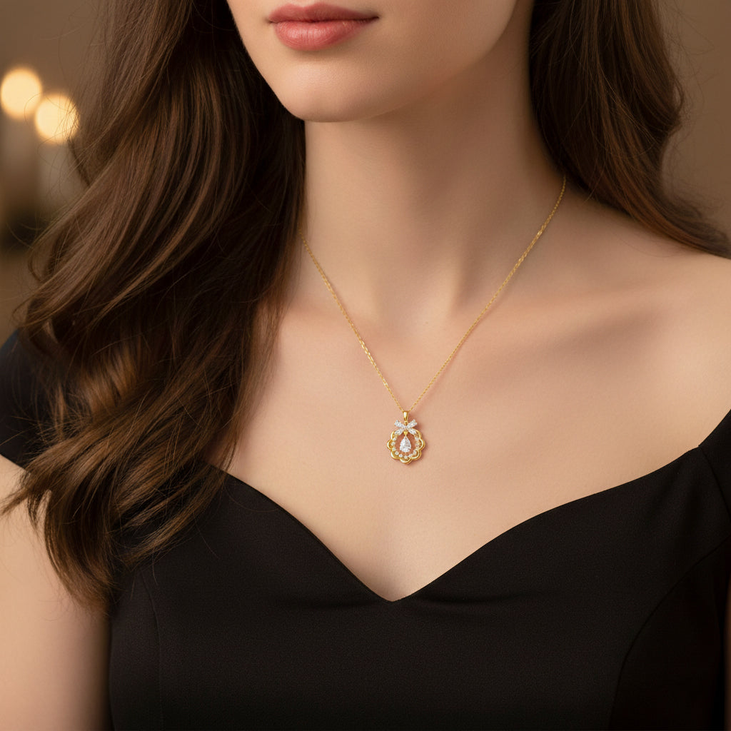 Silver Zircon Christmas Prom Necklace