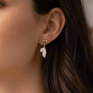 Silver Heart Wings Earrings