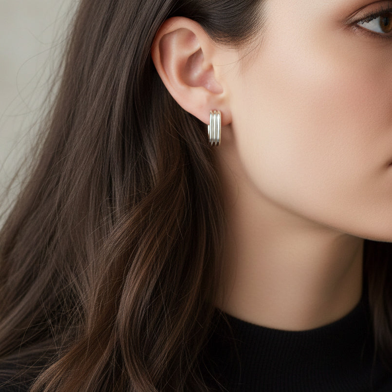 Silver Simple Style Line Earrings