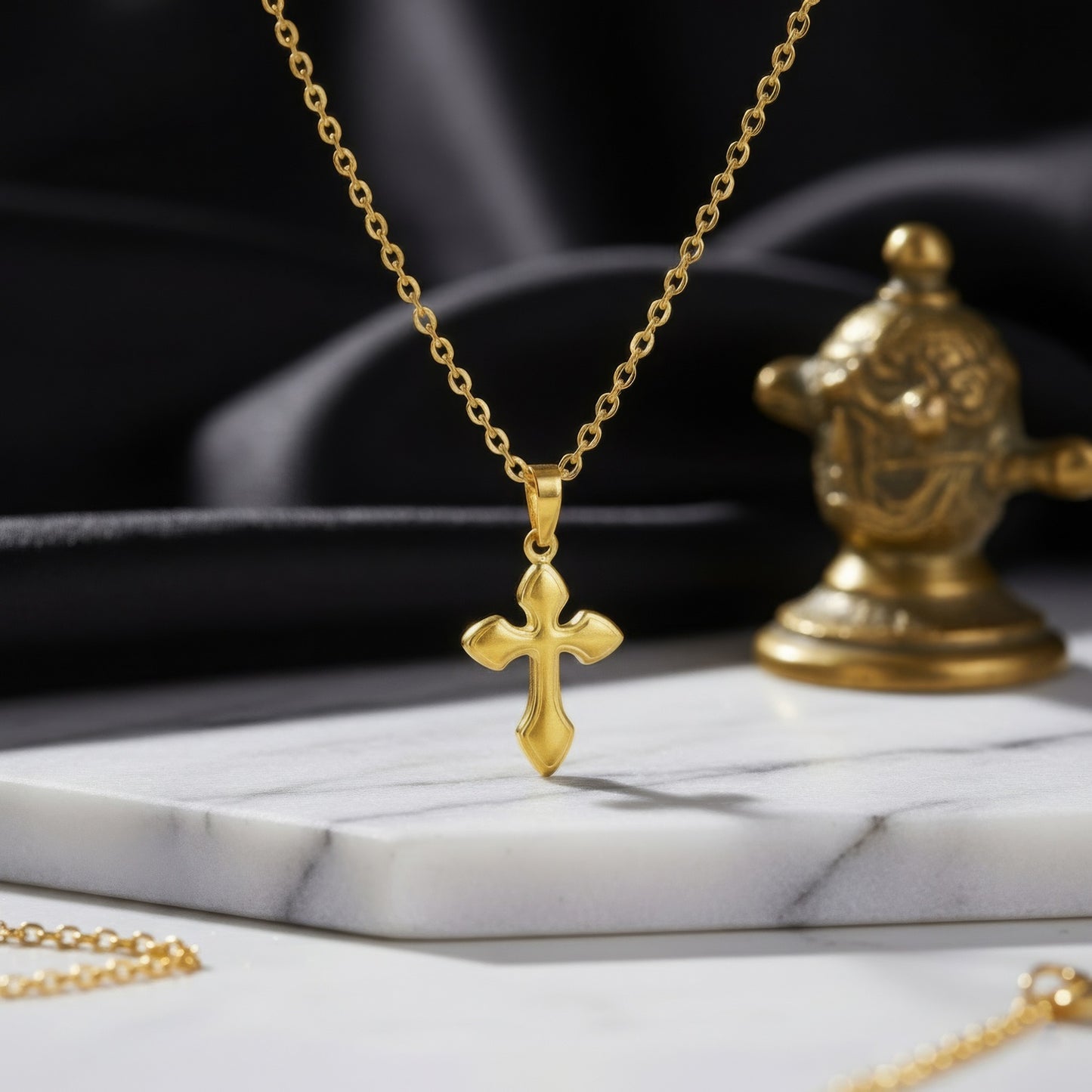 24K Gold Vintage Cross Pendant