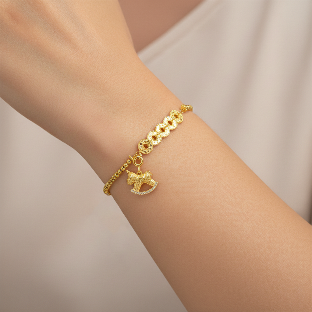 S925 Silver Zircon Rocking Horse Pendant