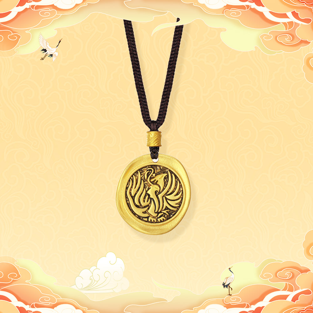 Chinese Mythology Series 24K Gold Lovebird Pendant Necklace