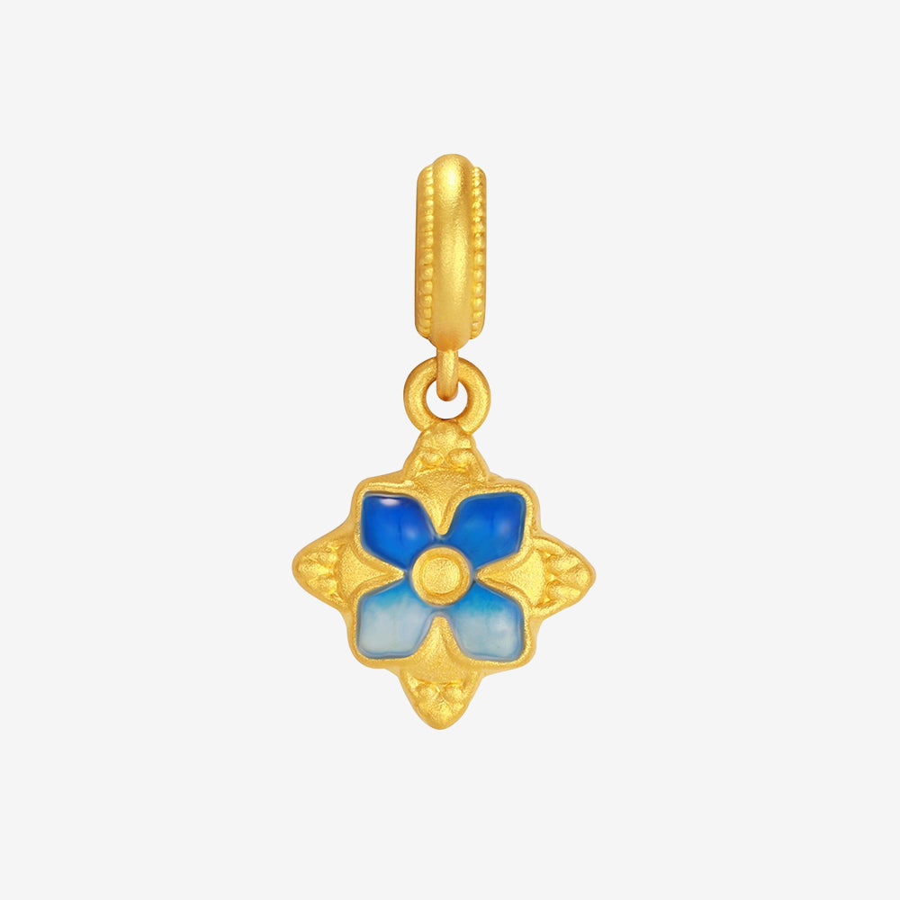 Oriental Blue and White Series 24K Gold Enamel Ancient Style Charm Set