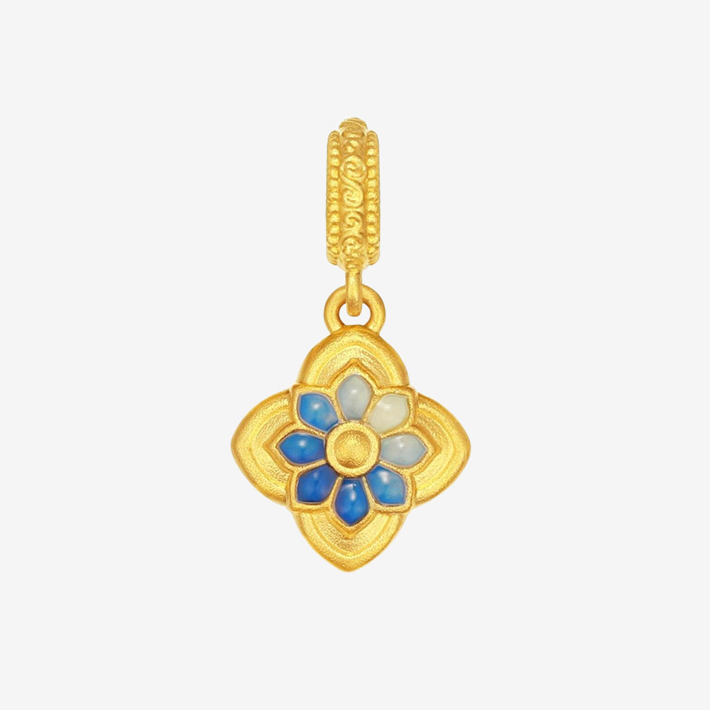 Oriental Blue and White Series 24K Gold Enamel Ancient Style Charm Set