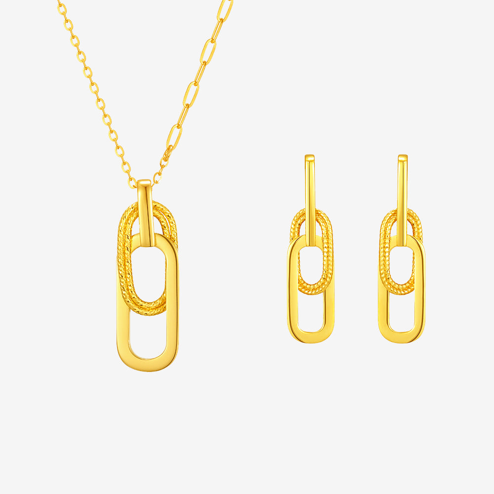 24K Gold Paper Clip Jewelry Set for qingsi 11.41g