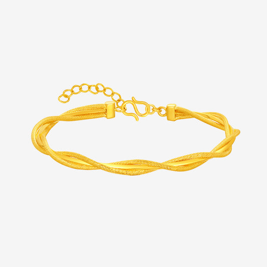 24K Gold Wheat and Twisted Bangle