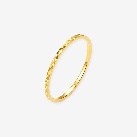 18K Gold Lathes-carved Minimalist Ring