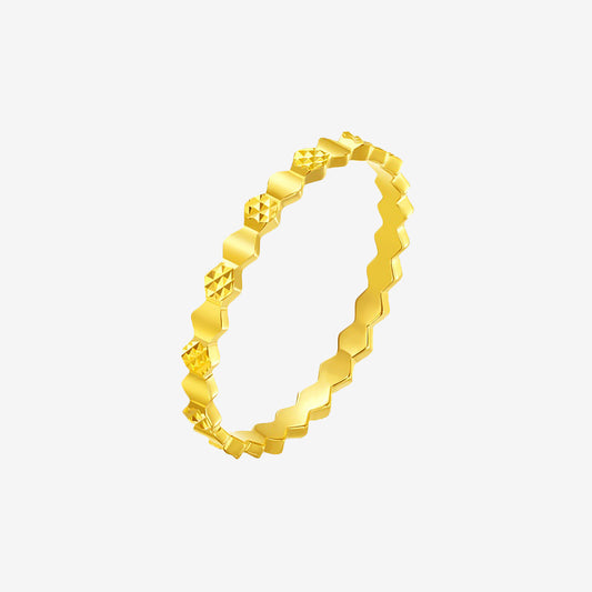 18K Gold Honeycomb Plain Ring