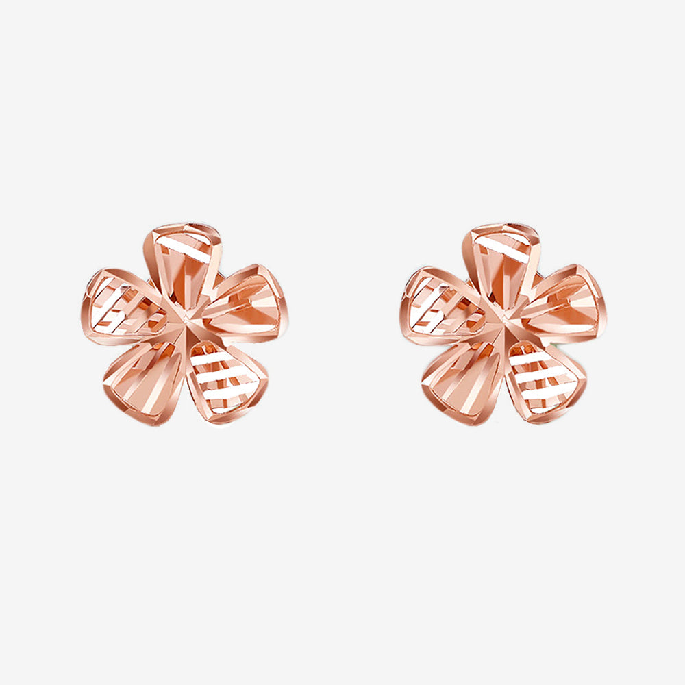 18K Rose Gold Hollow Sakura Stud Earring