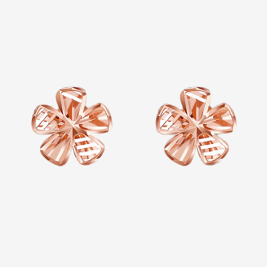 18K Rose Gold Hollow Sakura Stud Earring