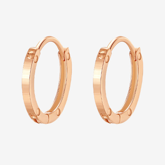 18K Rose Gold Rivet Floating Light Huggie Earrings