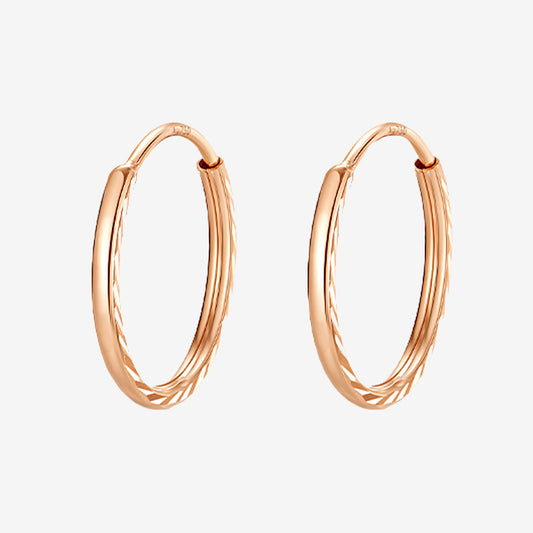 18K Rose Gold Light and Shadow Huggie Earrings