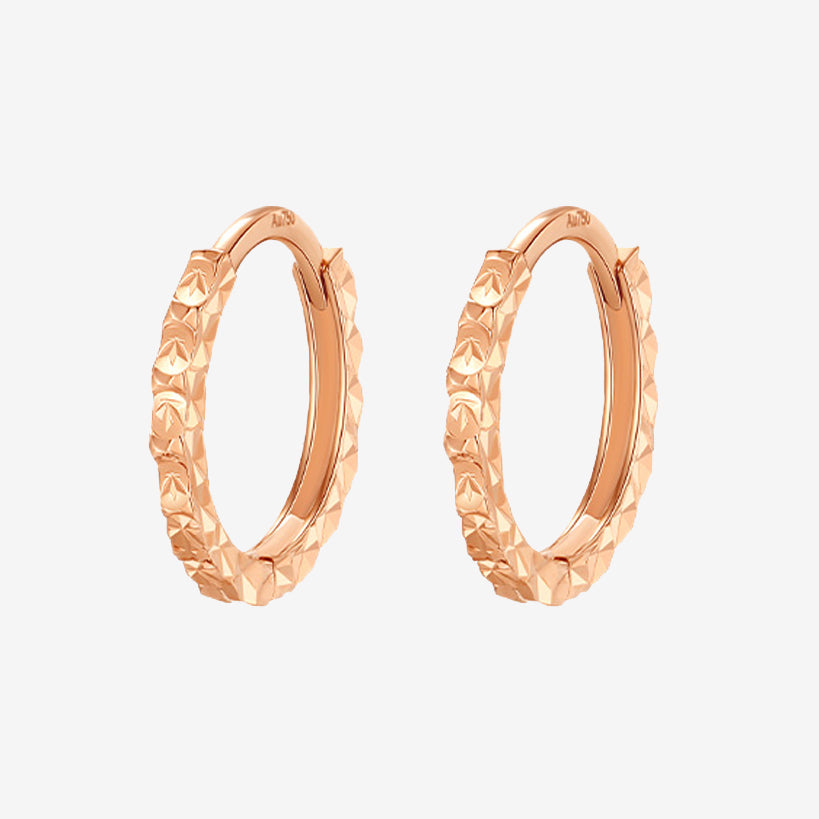 18K Rose Gold Flowing Gold Huggie Earrings