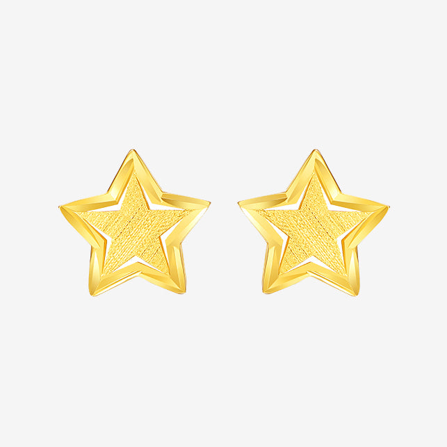 18K Gold Lucky Star Stud Earrings – ChowTaiSeng