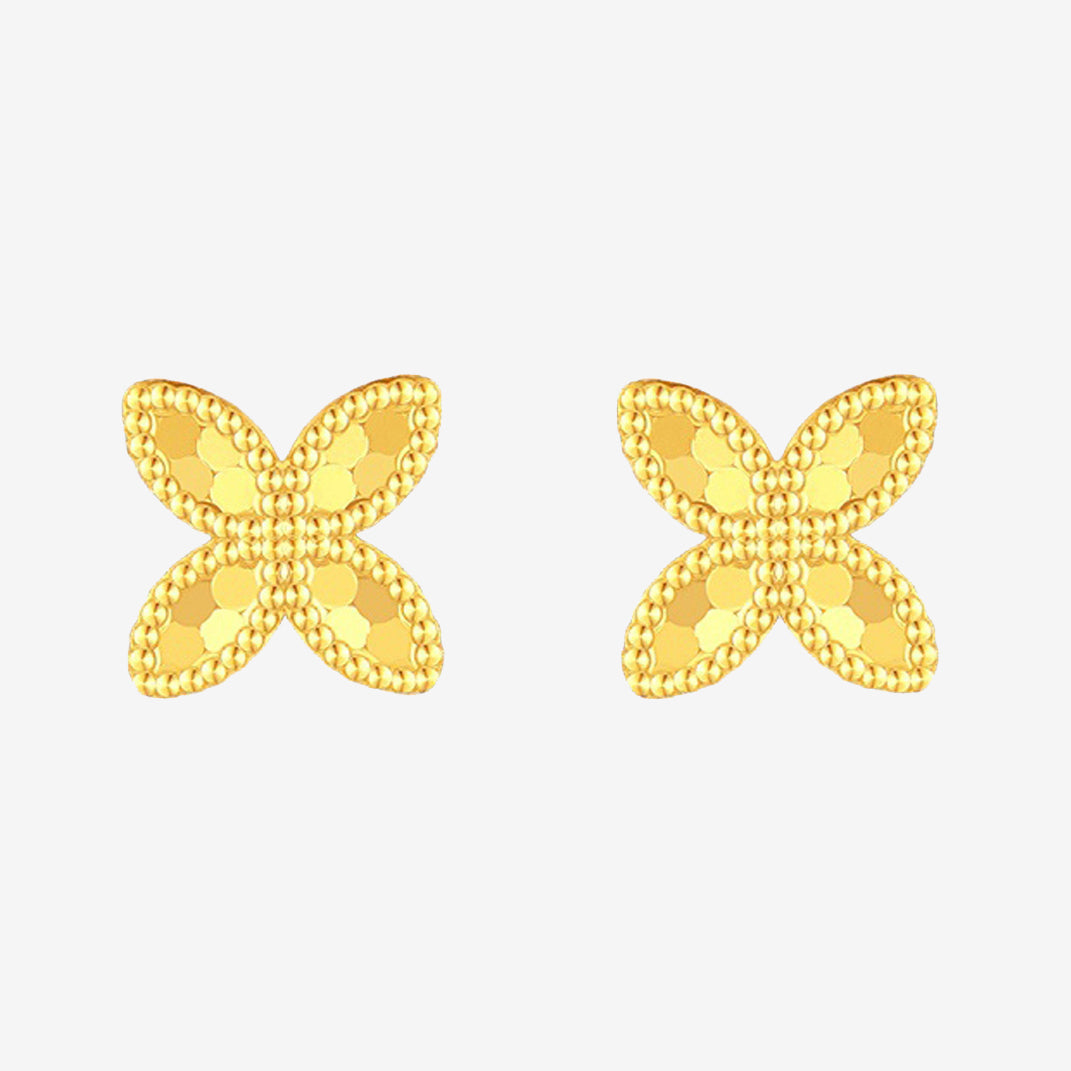 18K Gold Lucky Clover Shining Earrings