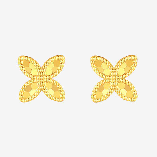 18K Gold Lucky Clover Shining Earrings