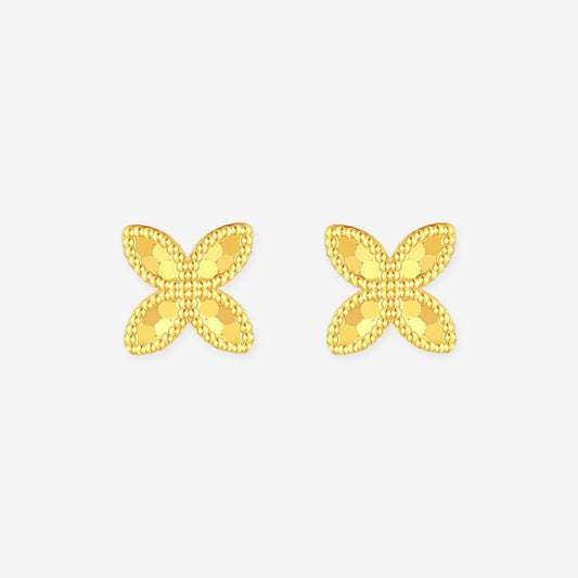 18K Gold Lucky Clover Shining Earrings