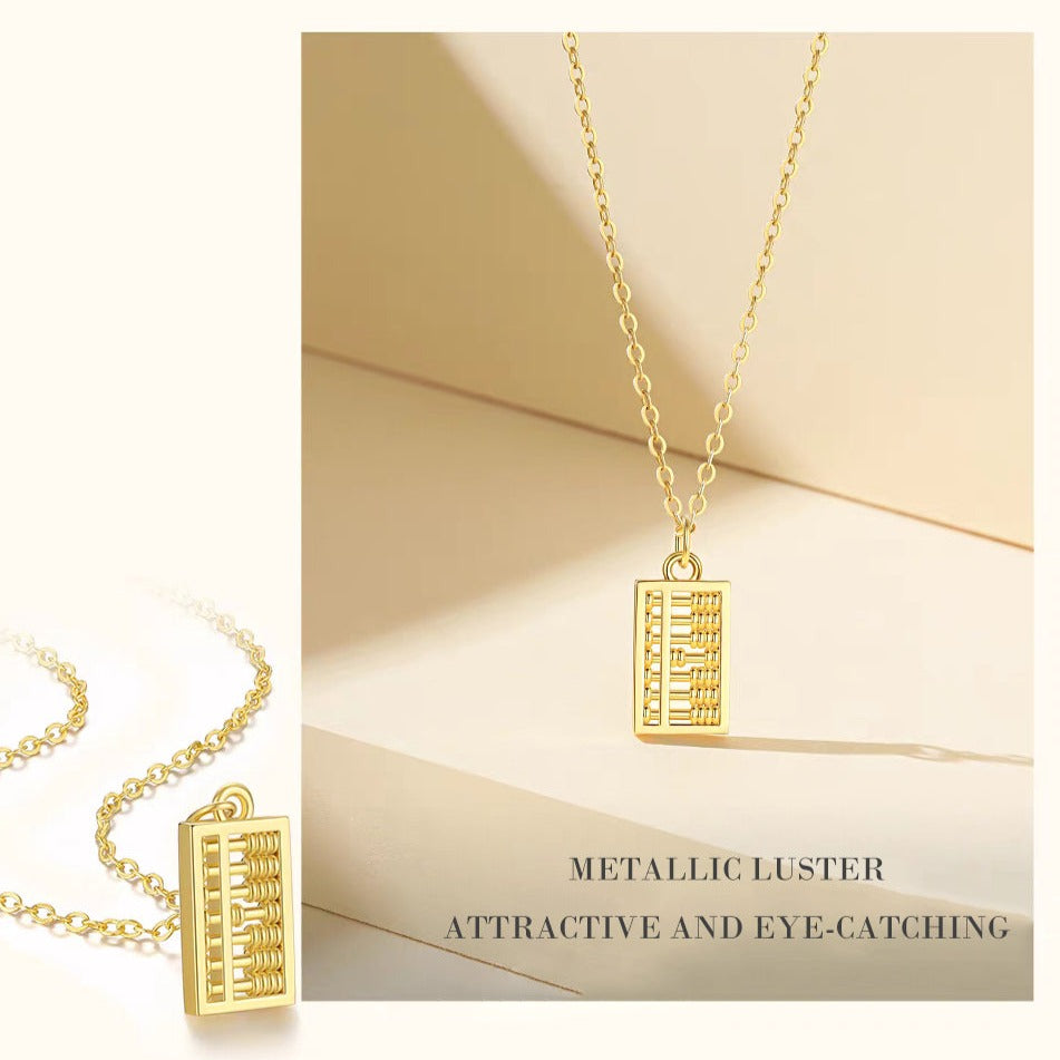 18K Gold Abacus Necklace Pendant