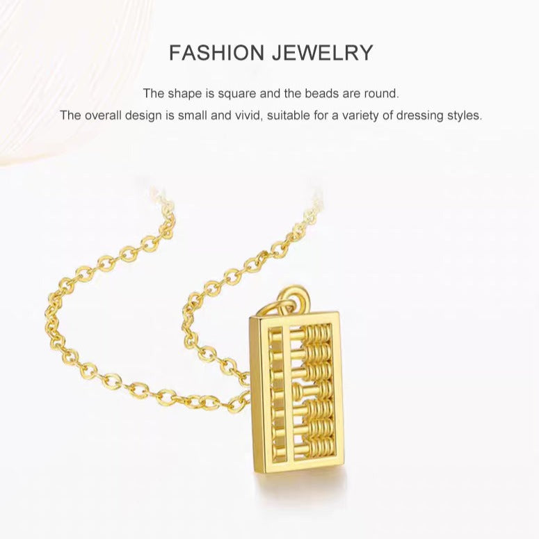 18K Gold Abacus Necklace Pendant